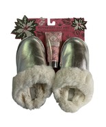Peppermint And Pine Womens Slipper Lotion Gift Set M 7/8 Silver Faux Fur... - $19.80 CAD