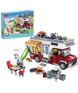 Minifigures Blocks Beach Camper Van Vacation In Box Rv Camper With Lights - €55,13 EUR