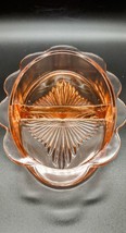 Vintage Pink Oval Depression Glass Divided 2 Part Etched Leaves Relish Dish - £15.93 GBP