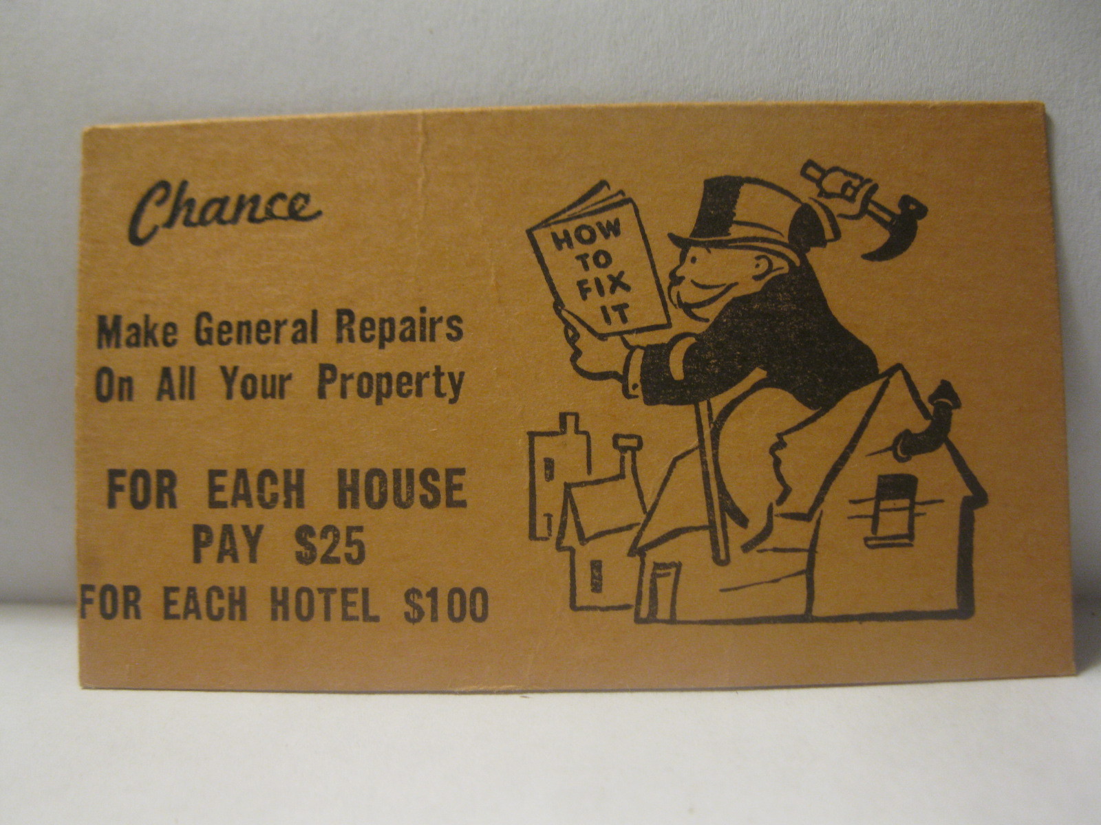 1952 Monopoly Popular Ed. Board Game Piece: Chance Card - Property Repairs - £0.78 GBP