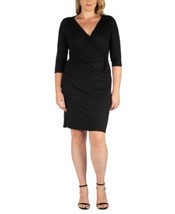 24seven Comfort Apparel Plus Size Wrap Dress - Black - £14.20 GBP