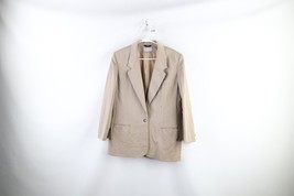 Vintage 80s Streetwear Womens 14 Distressed Wool One Button Suit Coat Blazer USA - £27.72 GBP