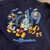 Walt Disney World 2019 Hooded zip up Jacket Adult  Blue size L Large Che... - $13.30