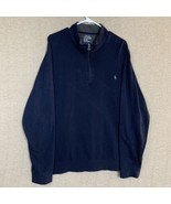 Polo Ralph Lauren Sweater Mens 2XB Navy Blue Performance Cotton 1/4 Zip ... - £23.90 GBP