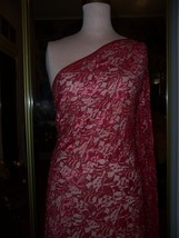 4yd Fabulous Hand Beaded Burgundy Lace Fabric Lt Dk Burgundy Floral Designs - £283.55 GBP