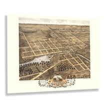 1869 Naperville Illinois Bird&#39;s Eye View Map Poster  Wall Art Print - £31.96 GBP+