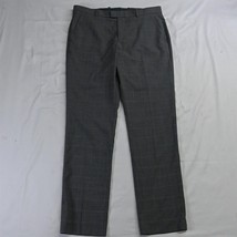 Perry Ellis 34 x 32 Gray Glenn Plaid Straight Flat Front Mens Dress Pants - £11.58 GBP