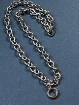 Chunky Silvertone Chain w Open Circle for Adding Charms or Pendant Necklace – - £10.25 GBP