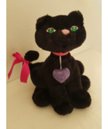 Gund Miss Cattitude 44837 Black Cat Plush Stuffed Animal Purple Heart - £23.29 GBP
