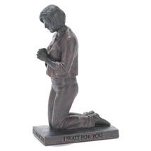 Oh Lord I Wait Praying Woman 5 inch Gray Resin Stone Table Top Figurine - £12.48 GBP