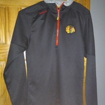 Reebok Chicago Blackhawks NHL Men&#39;s Center Ice TNT 1/4 Zip Pullover, Black - $19.80