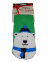 Air Plus Polar Bear Fuzzy Soft Plush Fleece Comfort Socks Aloe Vitamin E Sz 5-11 - £9.48 GBP