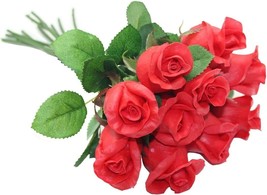 Dozen Handmade PU Artificial Red Rose Flower Bouquet for Wedding Bouquet 16&quot; - £15.78 GBP