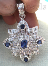 Victorian 2.51ct Rose Cut Diamond Blue Sapphire Christmas Wedding Pendant - £798.24 GBP