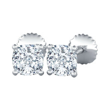 Certified Cushion Cut D/FL Real Moissanite Solitaire 4-Prong Stud Earrings .925 - £24.81 GBP+