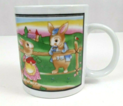 Vintage Easter Bunny Harvesting Carrots 3.75&quot; Coffee Mug Cup - $5.93