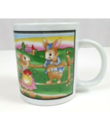 Vintage Easter Bunny Harvesting Carrots 3.75&quot; Coffee Mug Cup - $5.93