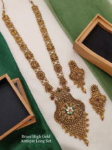 Oro Chapado Estilo Bollywood Kundan Collar Colgante Pendientes Indio Joyería Set - £97.10 GBP