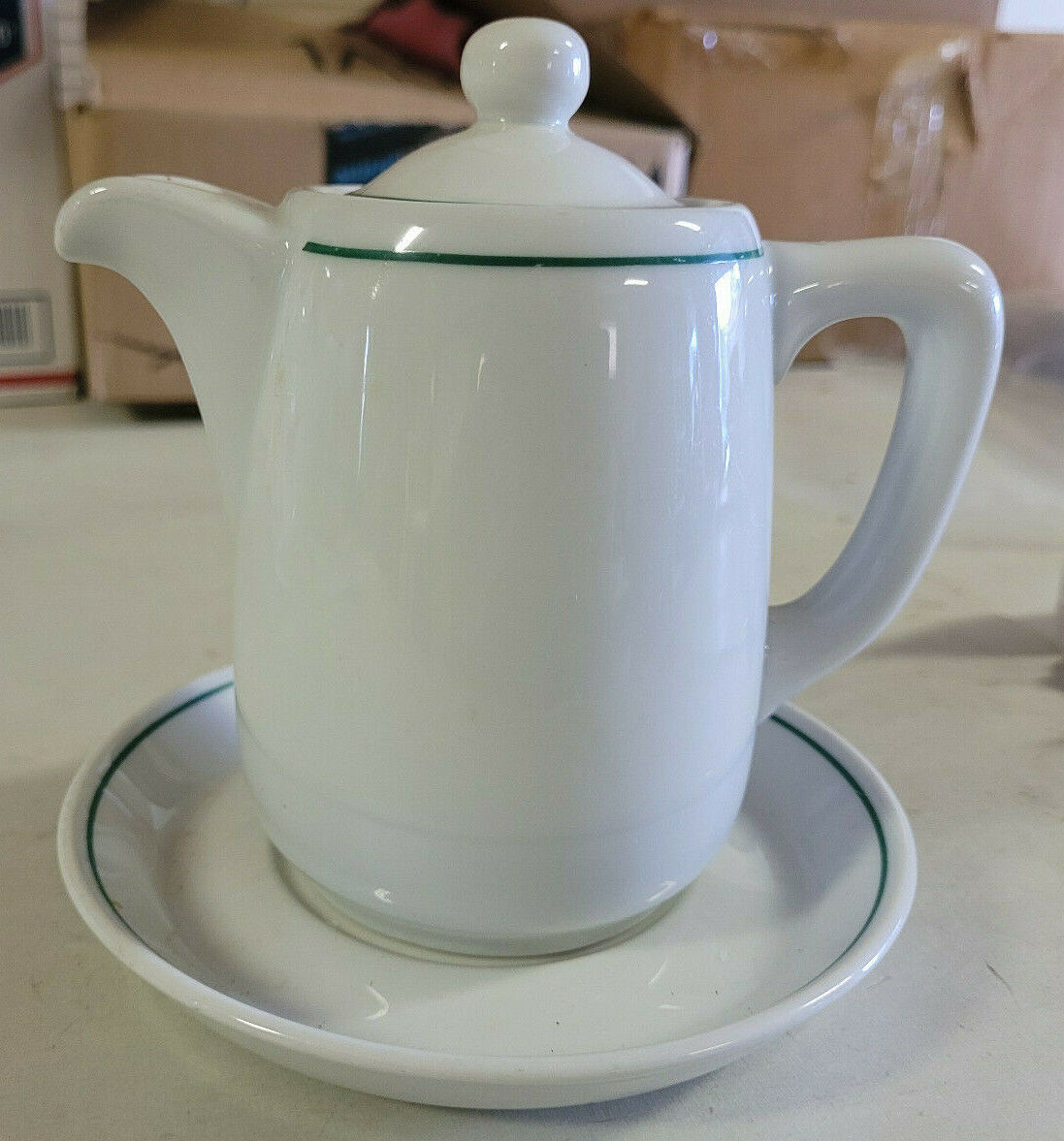 Théière D.R.P. Bauscher Weiden art déco 1927. Porcelaine blanche