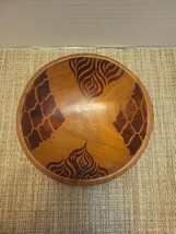 Vintage Small Hand Carved Wooden Bowl With Designs - £10.78 GBP