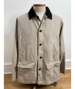 Lands End L 42-44 Beige Cotton Canvas Cord Collar Barn Field Jacket Coat... - £24.50 GBP