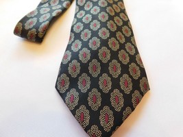 Kuppenheimer Silk Tie Neck neckwear 58&quot; Long 3 1/2&quot; wide print Black GUC - £14.08 GBP