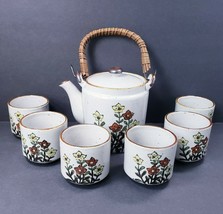 Vintage Speckled Stoneware Hand-Painted Floral Tea Set - £33.74 GBP