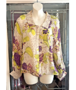 Dora Landa Floral Top Sheer Artsy Colorful Long Sleeve Sz 10 - $14.80