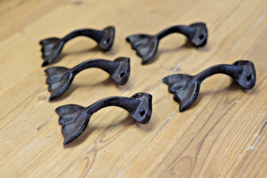 5 Cast Iron Whale Tail Hooks Coat Hat Closet Hall Tree Jacket Tale Rustic Hat - £14.18 GBP