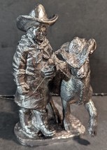 Vintage Michael Ricker Pewter Figurine Statue Cowboy Boy With Goat 1998 ... - $18.61