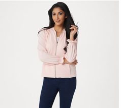 H by Halston Knit Bomber Jacket with Ruching Detail Pure Pink, Medium A3... - £11.26 GBP