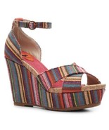 NEW Rocket Dog Clara Baja Multi Striped Ankle Strap Platform Wedge Sanda... - $29.69