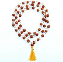 Rudraksha Mala 108 + 1 Beads Rosary Mala With Natural Crystal - $9.41