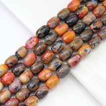 Natural Brown/Orange Agate Smooth Drum Beads Strand for Jewelry Making 13x18mm - $20.00