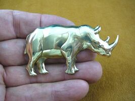 (b-rhino-50) RHINO rhinoceros Safari Africa I love pin brass brooch love... - $18.99