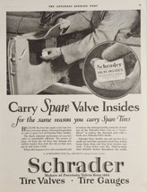 1925 Print Ad Schrader Tire Valves &amp; Gauges Carry Spares Brooklyn,NY Chicago,IL - £16.88 GBP