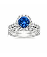 2.00ct Simulated Sapphire Diamond Engagement Ring Wedding Band White Gol... - £196.12 GBP