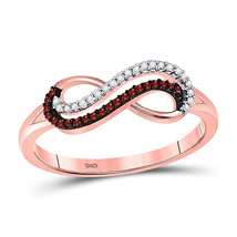 10k Rose Gold Womens Round Red Color Enhanced Diamond Infinity Fashion Ring 1/10 - £292.41 GBP