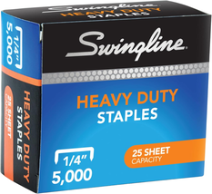 Staples, Heavy Duty, 1/4" Length, 25 Sheet Capacity, 100/Strip, 5000/Box... - $14.77