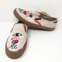 NWT Toms Custom Hand Painted I Will Love Me Canvas Shoes Size 8 Slip On Heart - £39.56 GBP