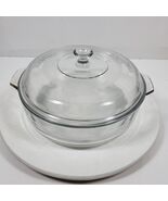 Larg Casserole Baking Dish Clear Glass Round W/Handles 8” Diameter 3”Dee... - €25,09 EUR