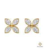 Patricia Bezeled Flower Marquis Diamond Studs, 14K Solid Gold earring fo... - $754.33 CAD+