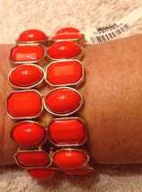 Cache Bracelet Stretch Adjustable Cuff Orange Coral 1 1/4&quot; Wide Event NWT $44 - £15.57 GBP