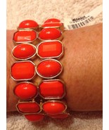 Cache Bracelet Stretch Adjustable Cuff Orange Coral 1 1/4&quot; Wide Event NW... - £15.58 GBP