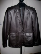 Dkny Ladies Dk Brown Tailored Soft Leather Lined 1-BUTTON JACKET-10-BARELY Worn - £19.77 GBP