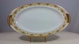 Meito China The Windsor Shape 17&quot; Oval Serving Platter 22K Gold Accents &amp; Trim - £39.22 GBP
