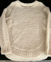 Gap Kids Girls Knit Sweater Ivory w Silver Threads Side Slits Small 6-7 Holiday - £11.07 GBP