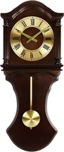 Bedford 27.5&quot; Wall Clock in Chocolate Brown Oak Wood Finish w Pendulum 4... - $113.01