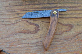 vintage handmade damascus steel folding knife 5159 - £43.20 GBP