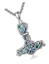 Thor Hammer Necklace Sterling Silver Mjolnir Tree of Life Pendant Nordic Viking - $121.21